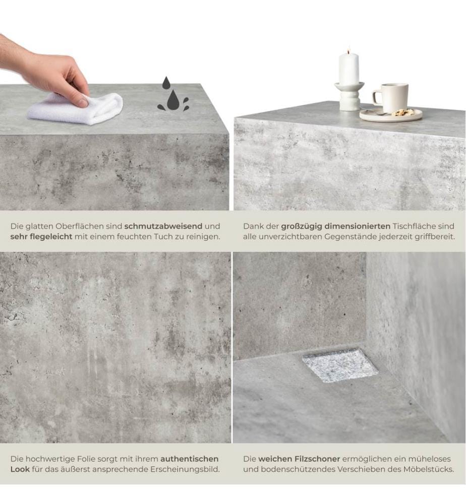Table basse LASLEY - Aspect béton, 90 x 50 x 40 cm