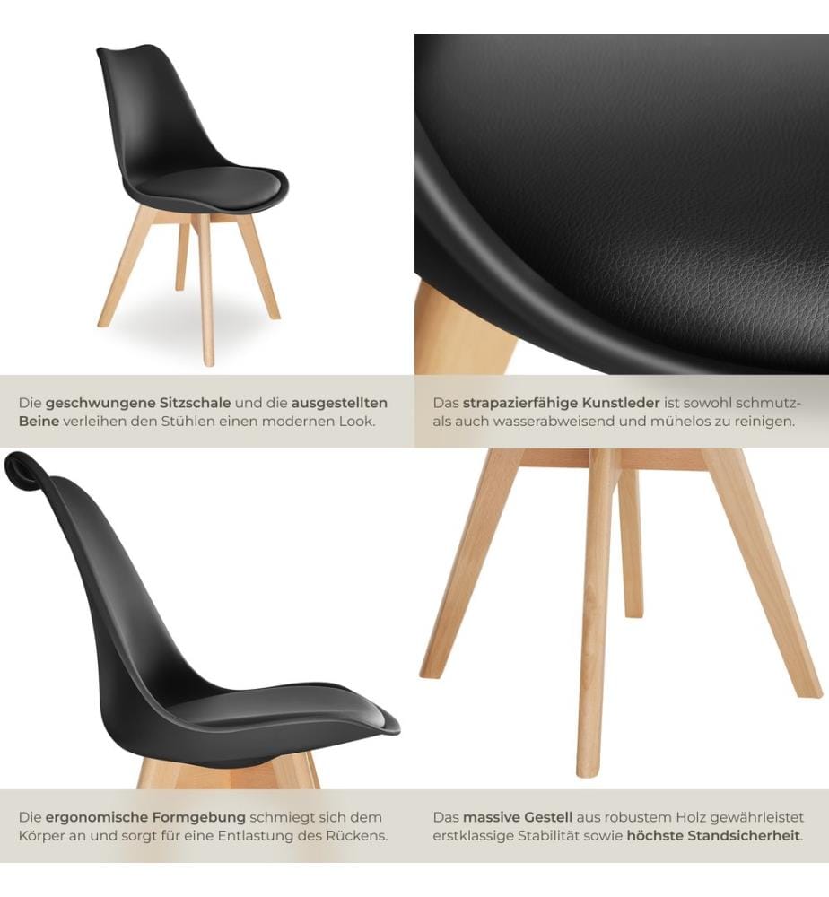 Esszimmerstühle Frederikke - schwarz, 4er Set