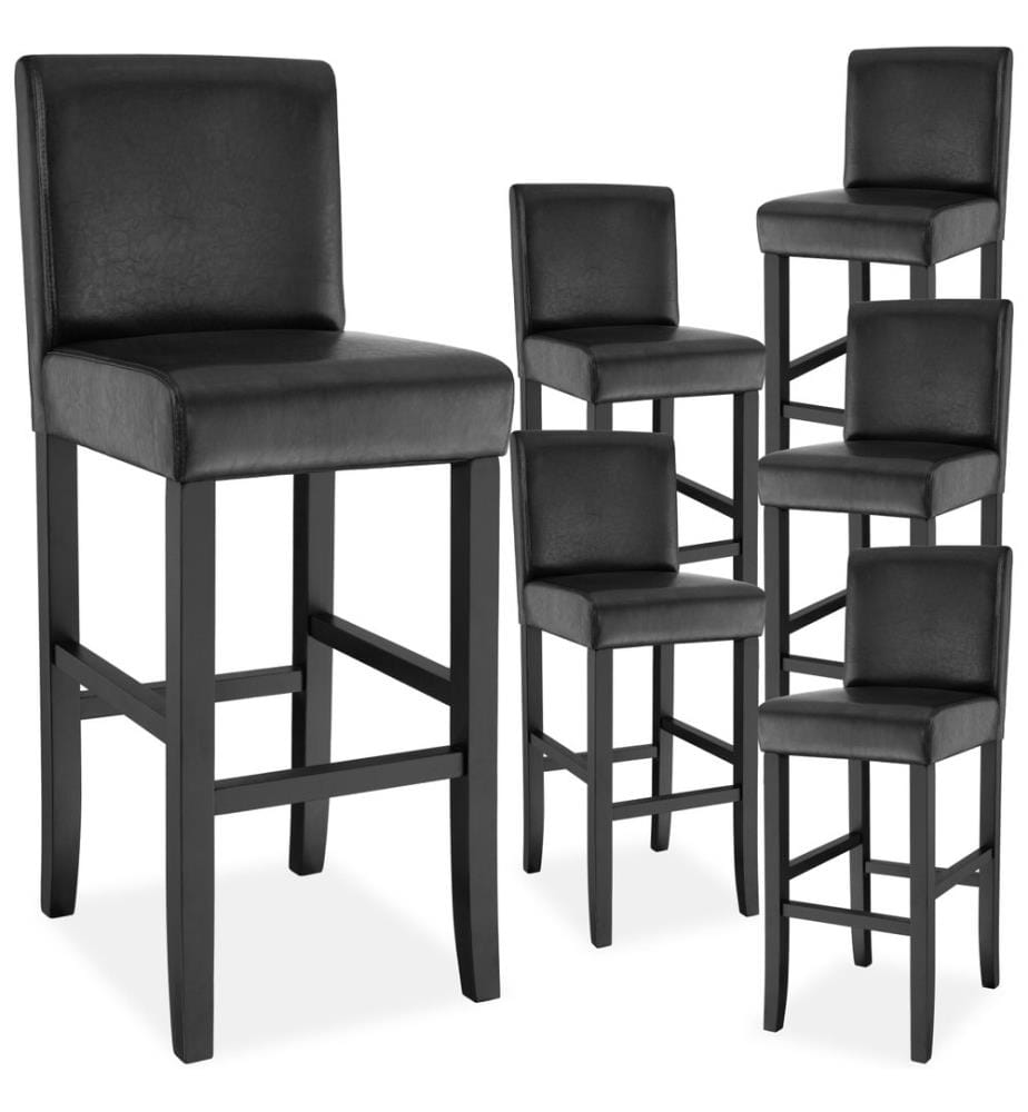 Barhocker aus Kunstleder - schwarz, 6er Set