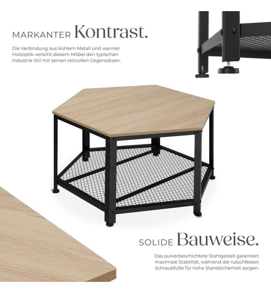 Couchtisch Norwich 86,5x75x46,5 cm - Industrial Holz hell, Eiche Sonoma