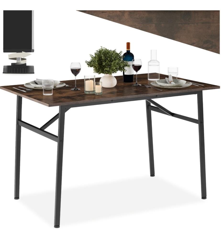 Dining Table Swansea - rectangular with height-adjustable plastic feet - Industrial wood dark, rustic