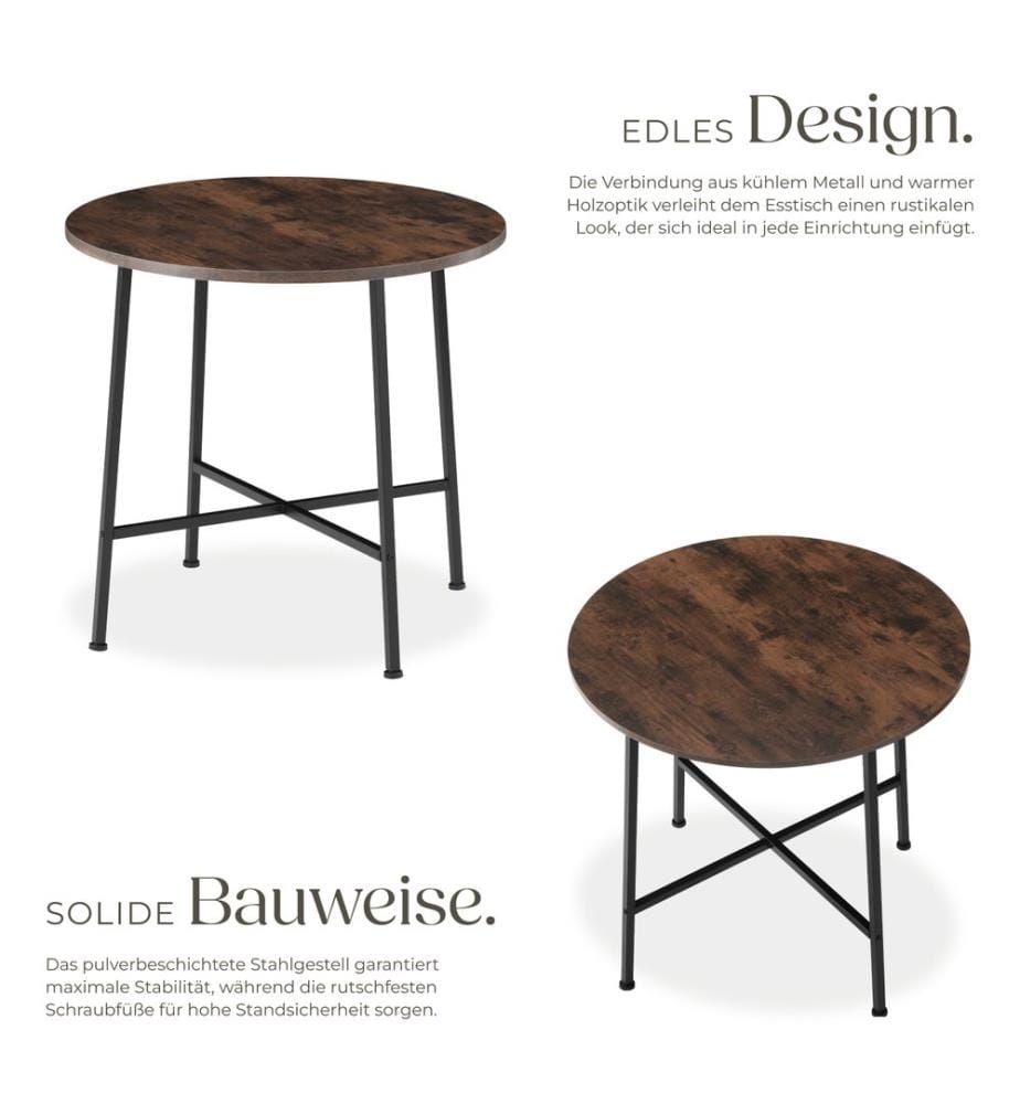 Esstisch Ennis 80x76 cm - Industrial Holz dunkel, rustikal