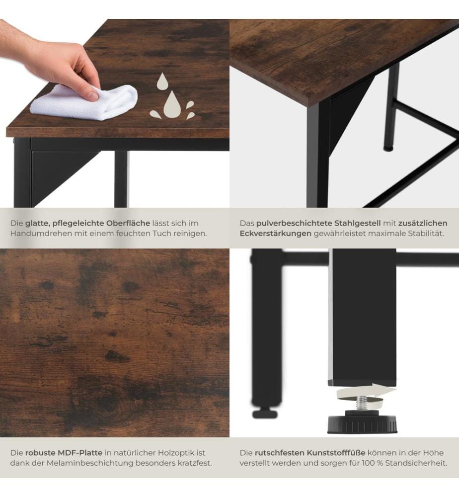 Dining Table Belfast - rectangular - Industrial wood dark, rustic
