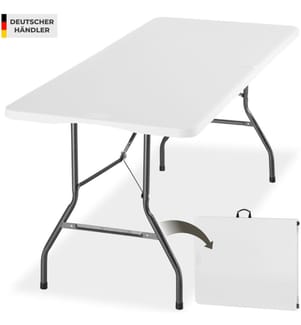 Table de camping pliable Panja, résistante aux intempéries, avec poignée de transport - blanc