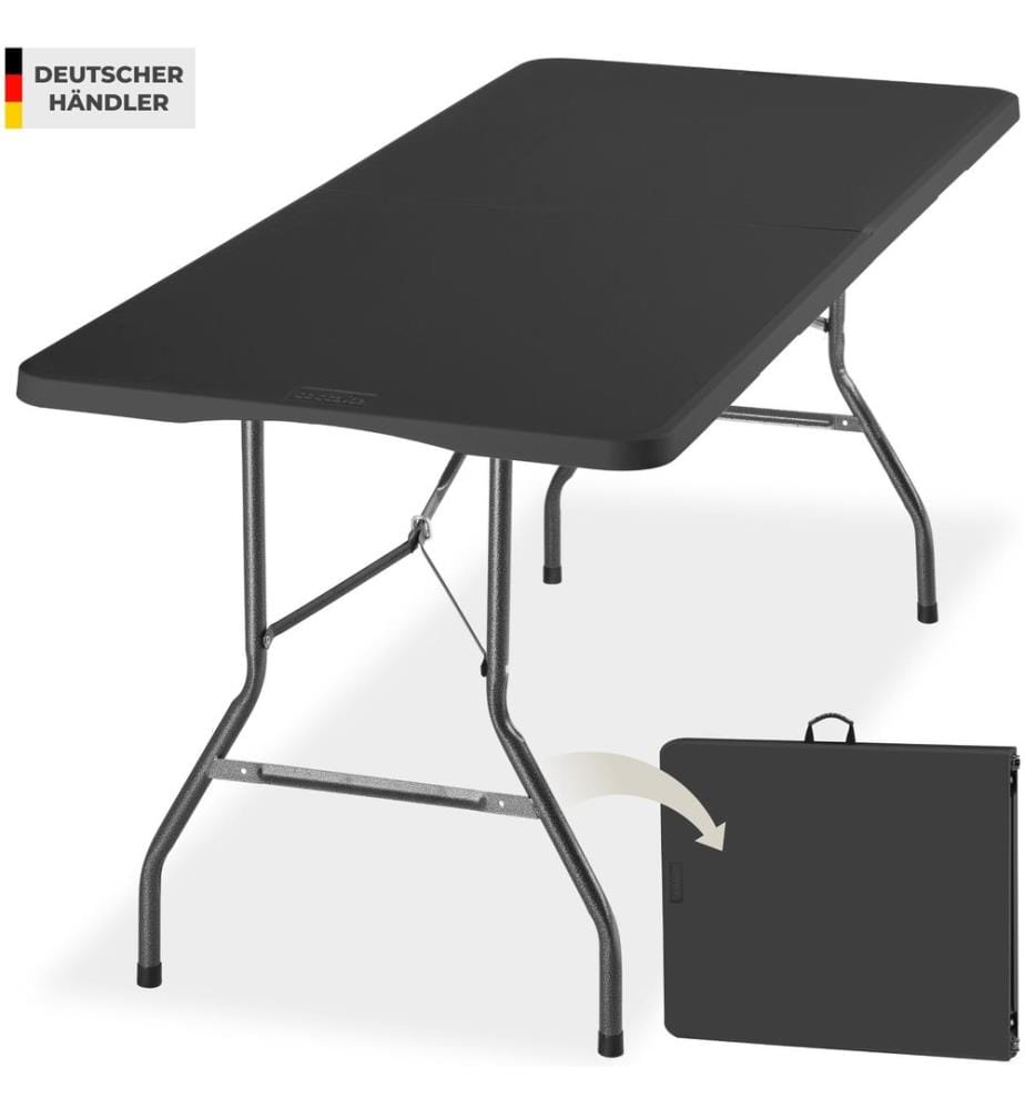 Table de camping pliable Panja, résistante aux intempéries, avec poignée de transport - gris anthracite
