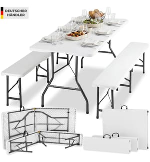 Ensemble de table de camping Panja, pliable, résistant aux intempéries, 8 personnes - blanc