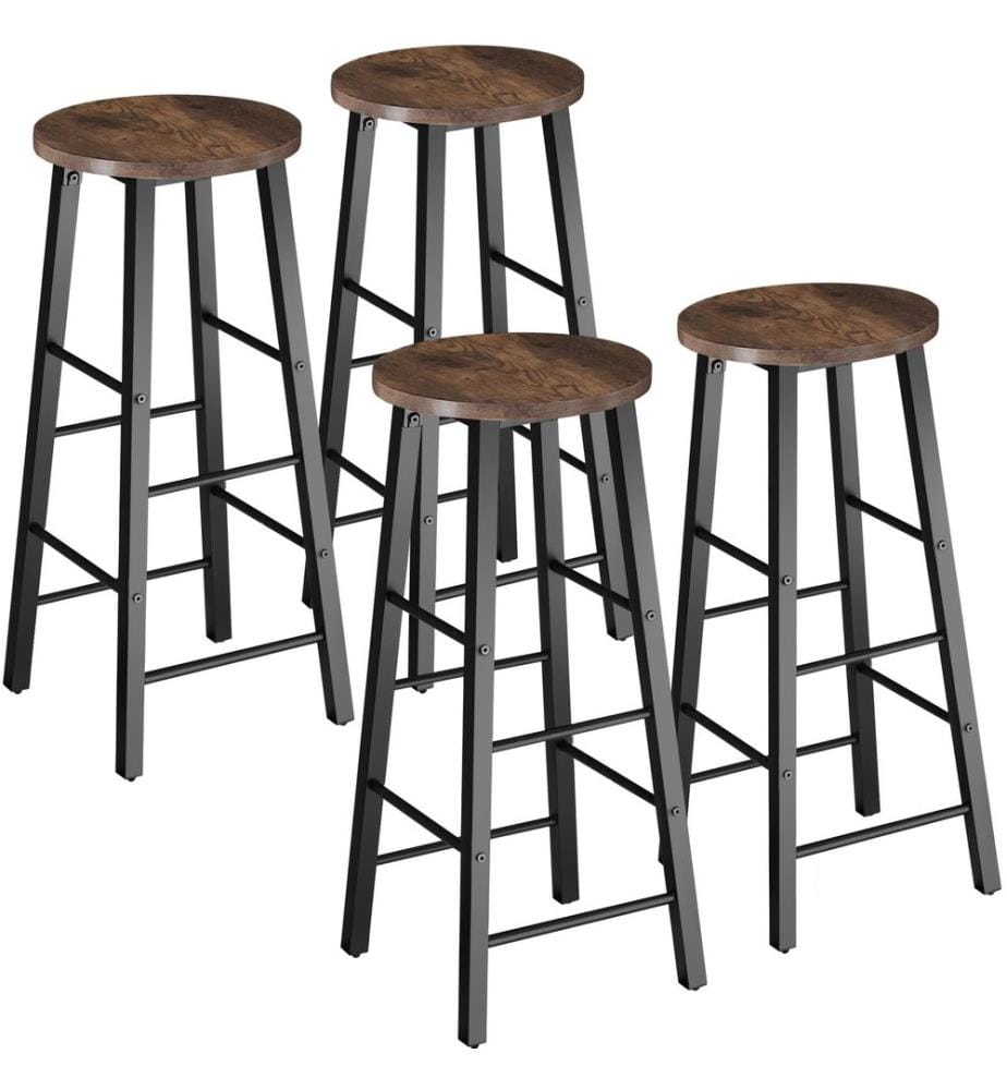 Barhocker Keynes - Industrial Holz dunkel, rustikal, 4er Set