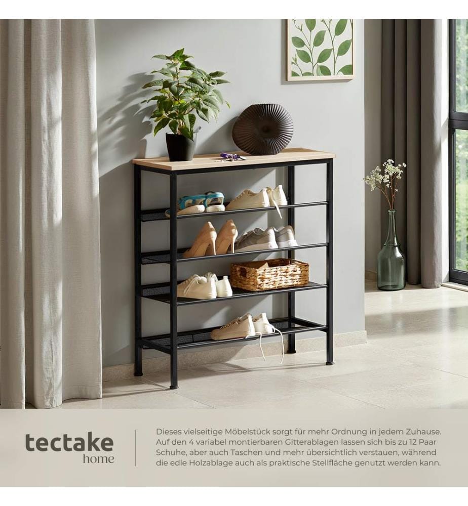 Schuhregal Bournemouth 75,5x30,5x85,5 cm - Industrial Holz hell, Eiche Sonoma