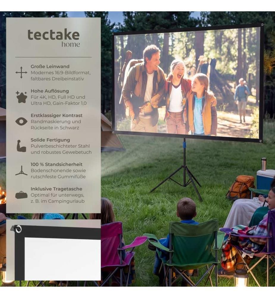 Beamer-Leinwand Cinema mit klappbarem Stativ, 16:9, 4K, HD - 177 x 100 cm