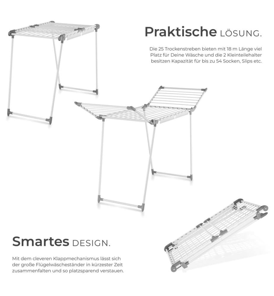 Séchoir à linge LIFE pliable de 1,8 m - blanc