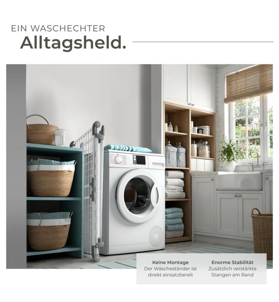 Séchoir à linge LIFE pliable de 1,8 m - blanc