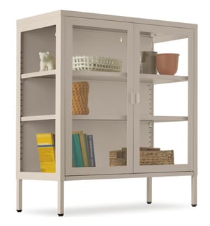 Metallvitrine Baker, edles Design, Glastüren - taupe