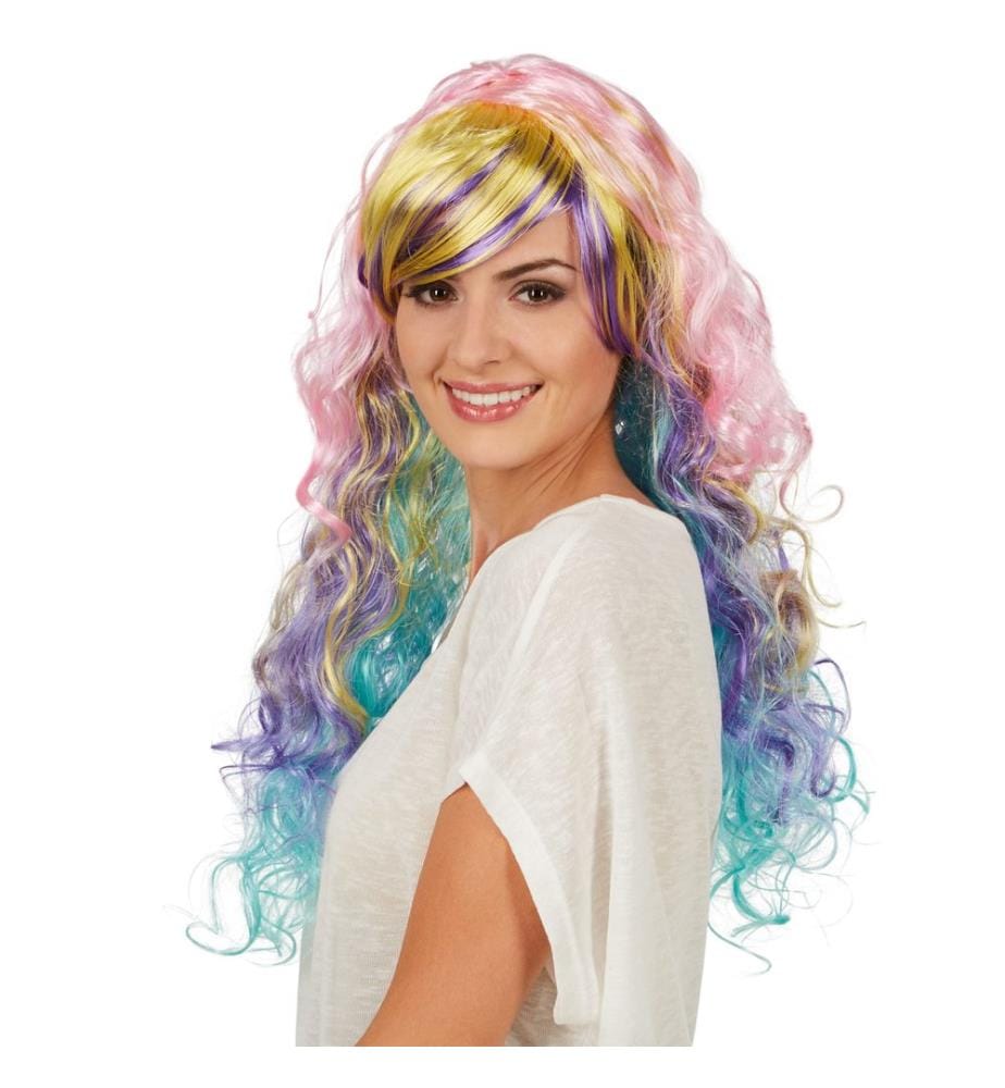 Frauenperücke Locken Ombré Pastell