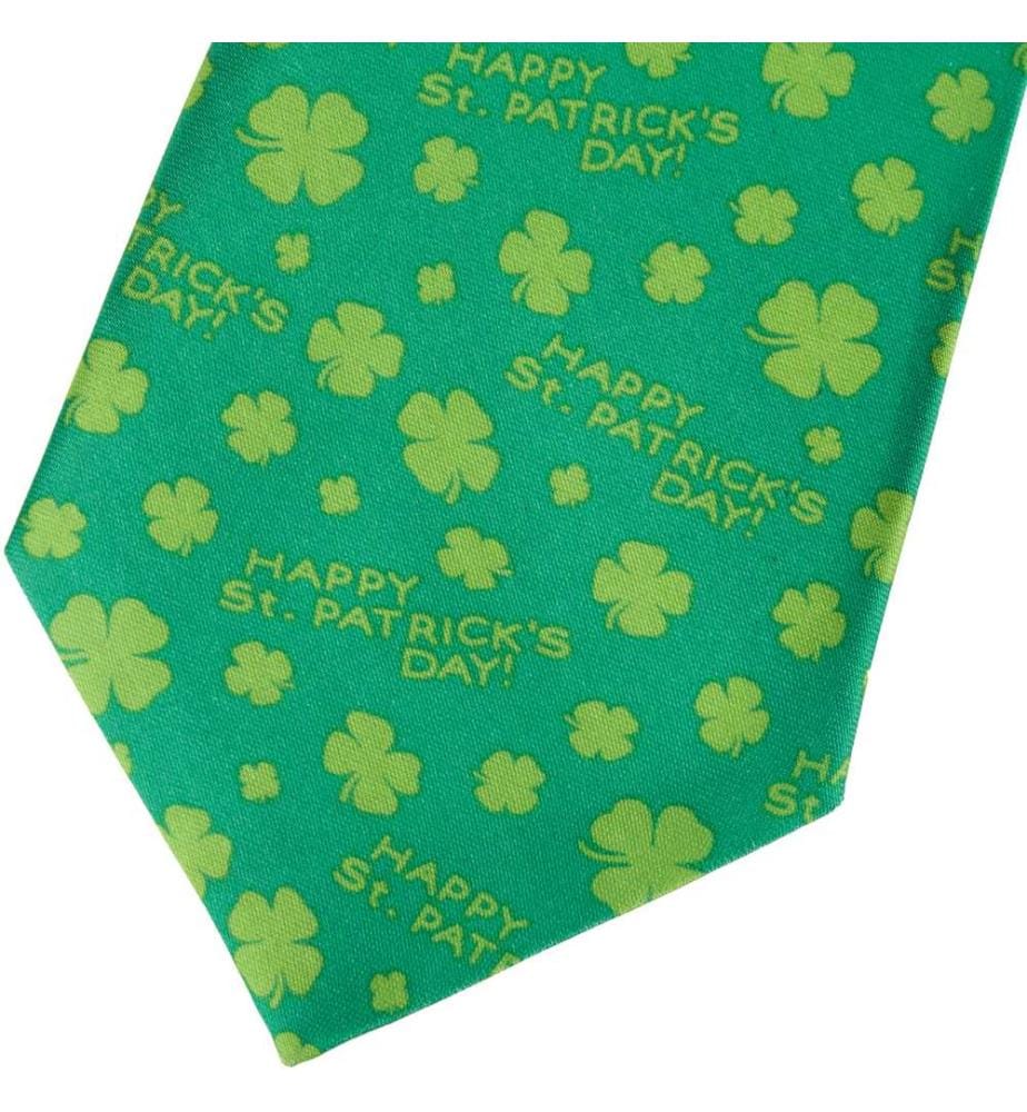St. Patrick's Day Krawatte mit Kleeblättern und Schriftzug