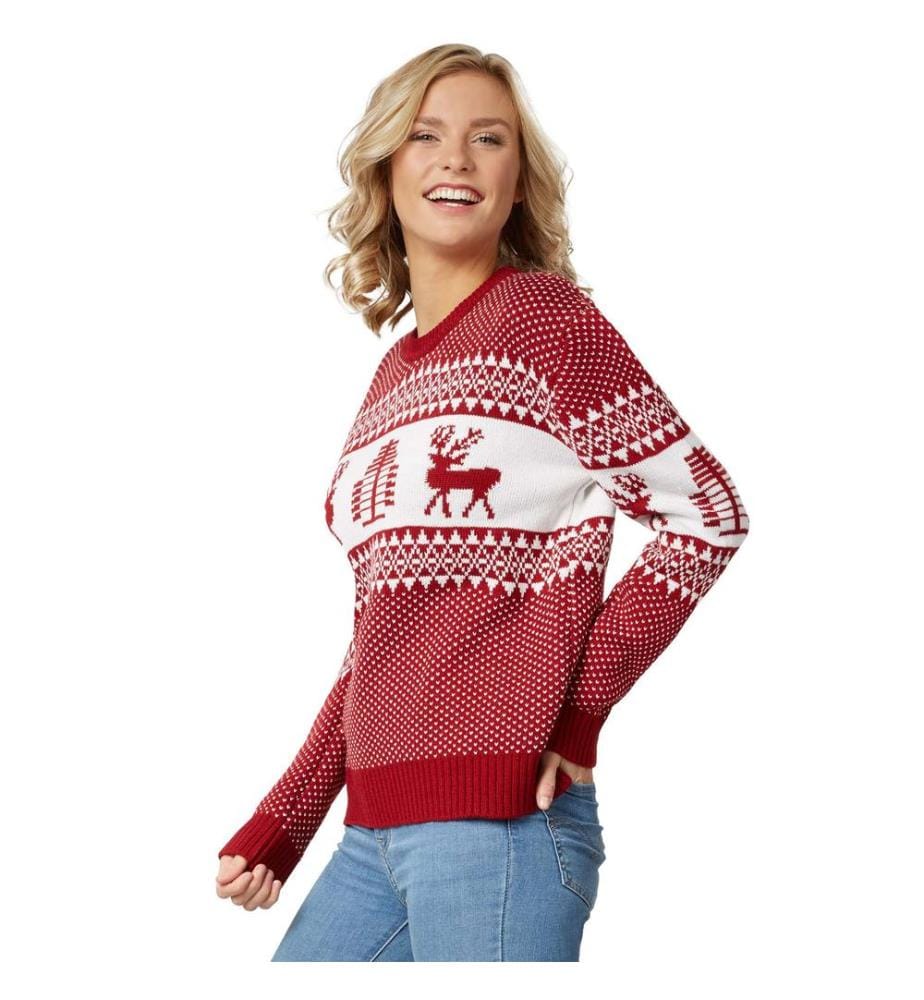Pull de Noël Merveille hivernale rouge-blanc pour femmes