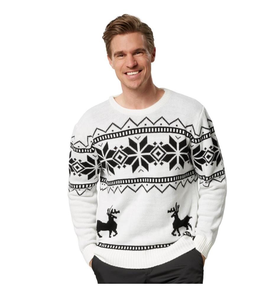 Pull de Noël Paysage hivernal blanc-noir