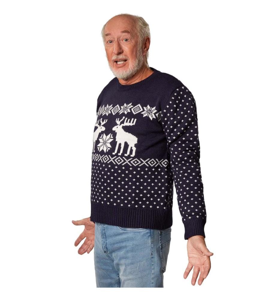 Pull de Noël Tempête de neige bleu-blanc