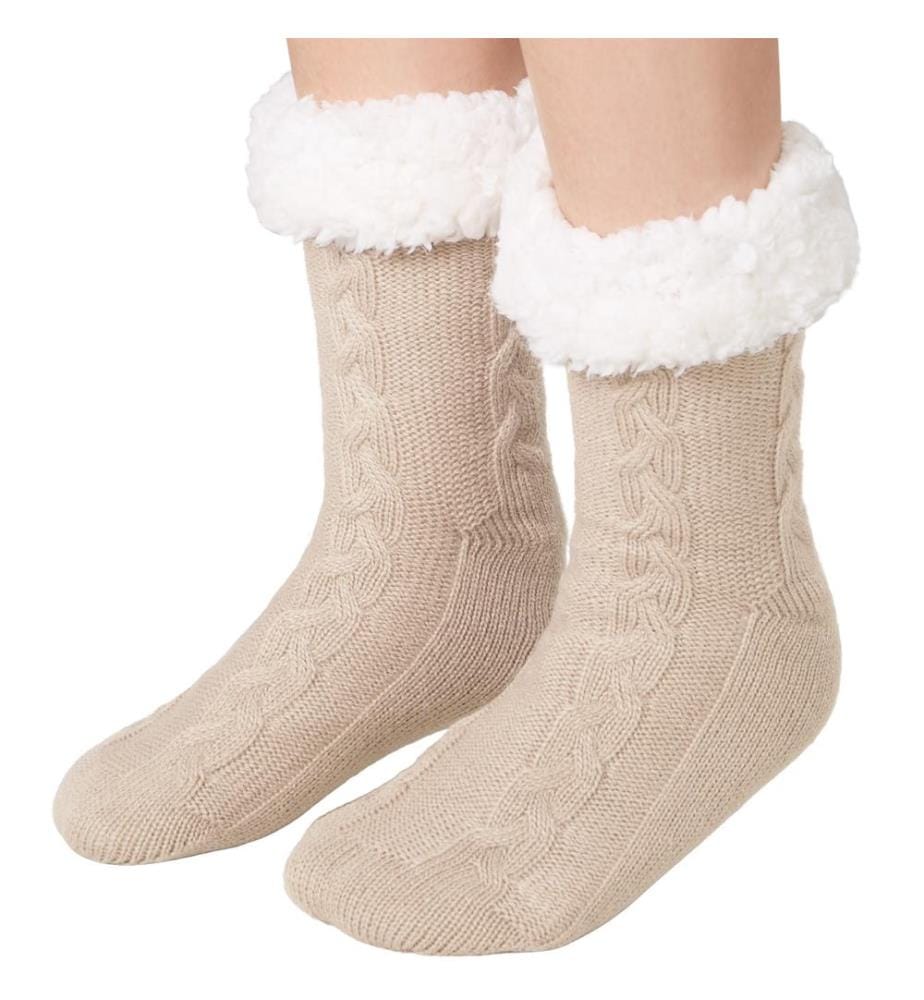 Kuschelsocken mit Muster beige