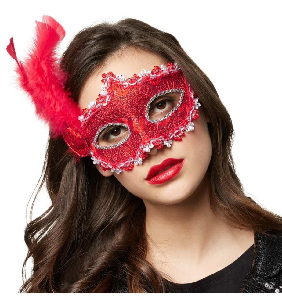 Masque vénitien avec une plume sur le côté