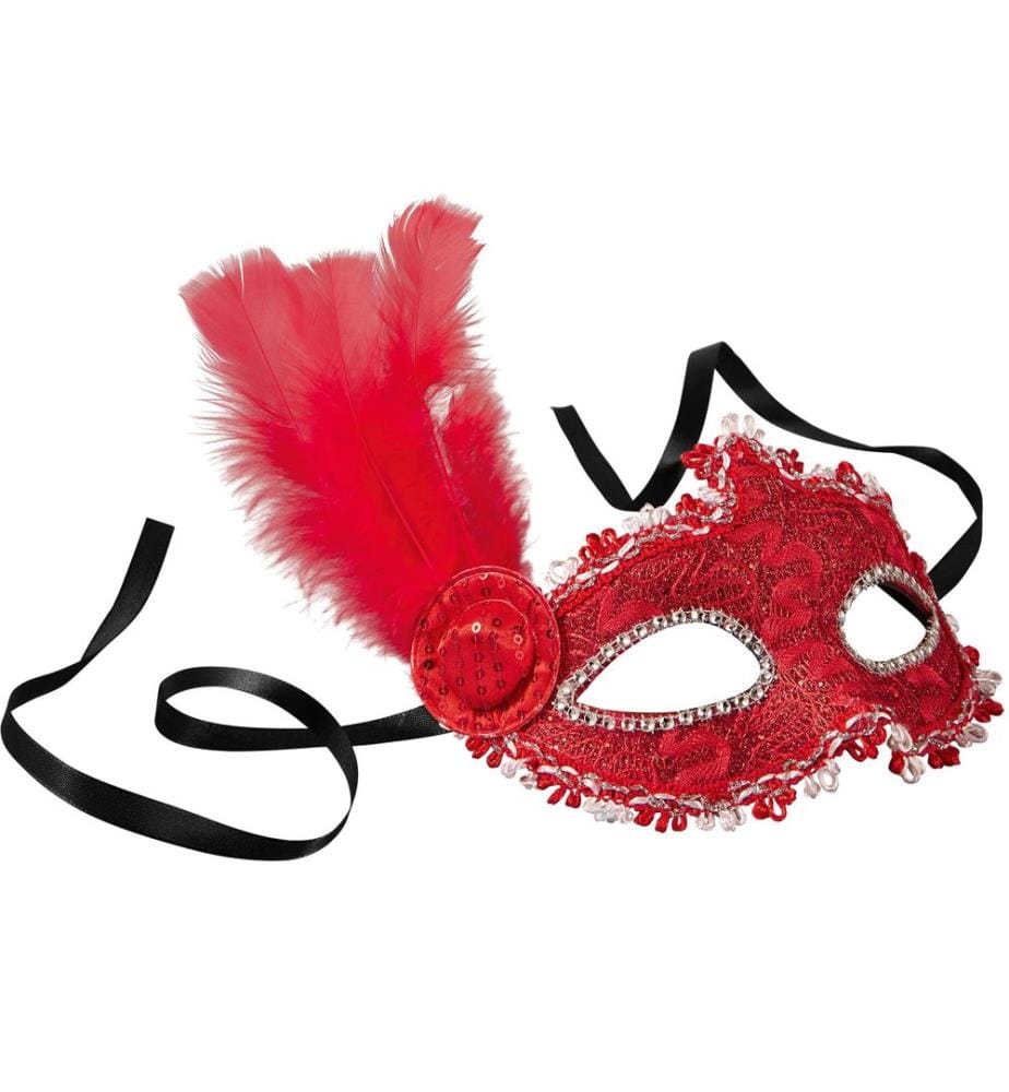 Masque vénitien avec une plume sur le côté