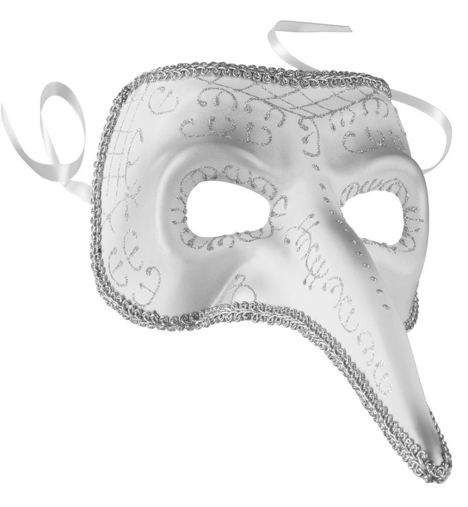 Masque vénitien avec long nez et ornements