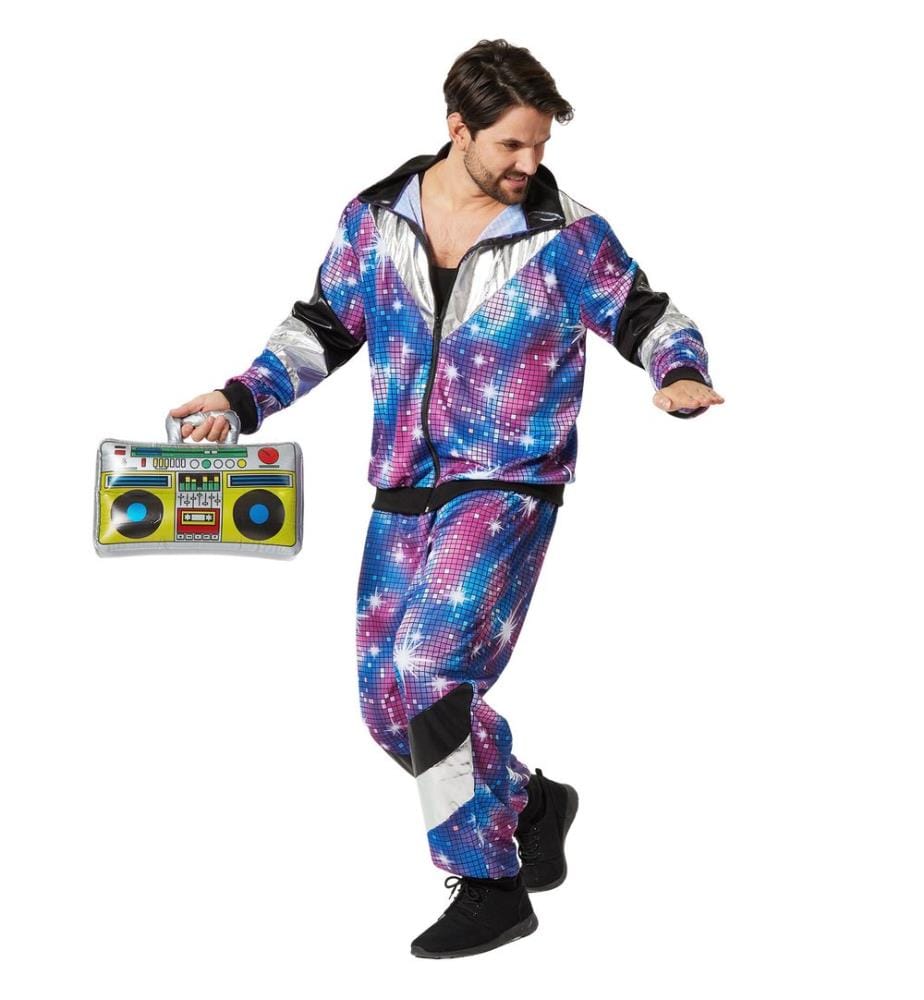 Completo da uomo retro anni '80 90 discoteca tuta da jogging