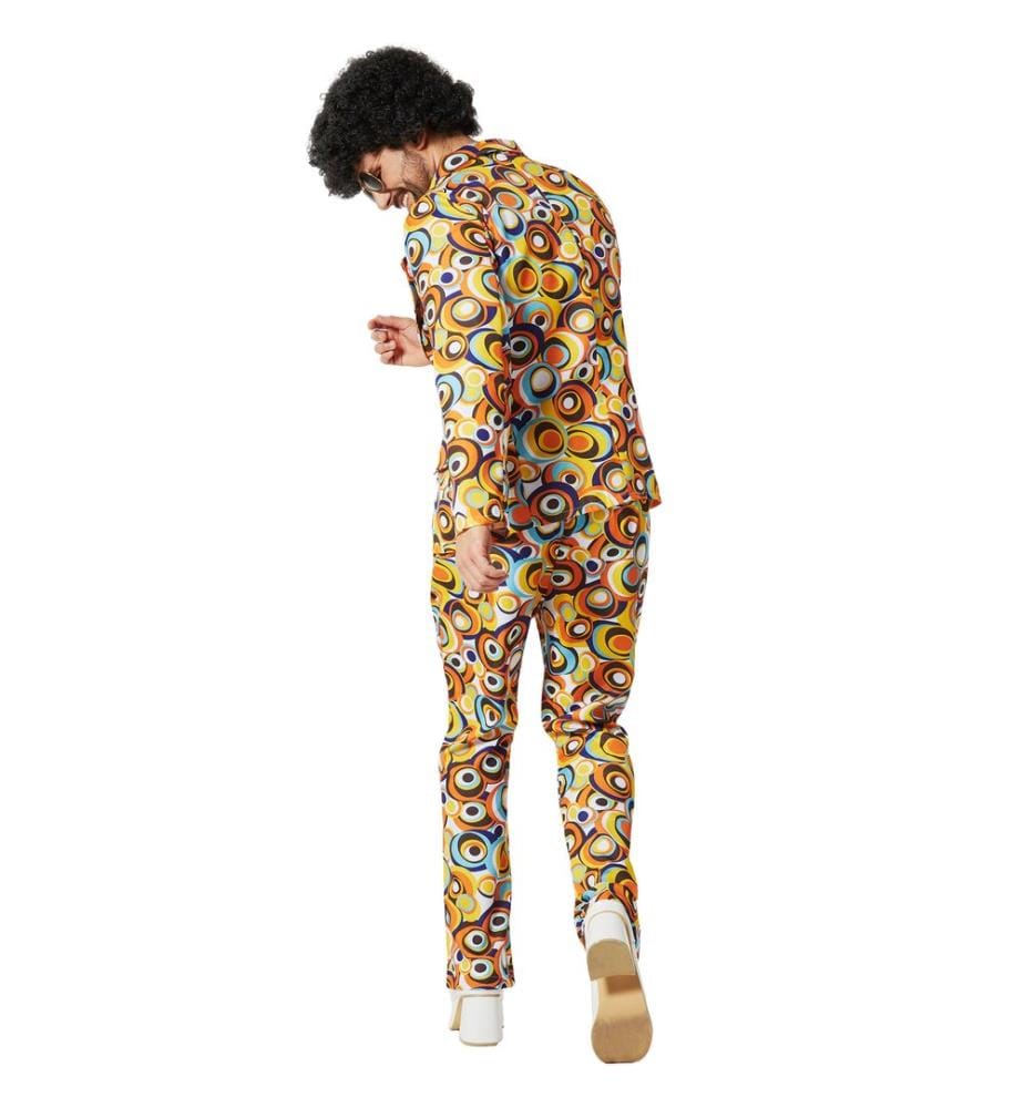Costume da uomo anni '70 discoteca motivo a cerchio
