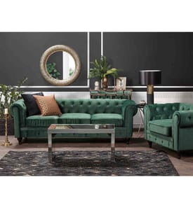 Set da salotto 4 posti CHESTERFIELD Velluto Verde smeraldo