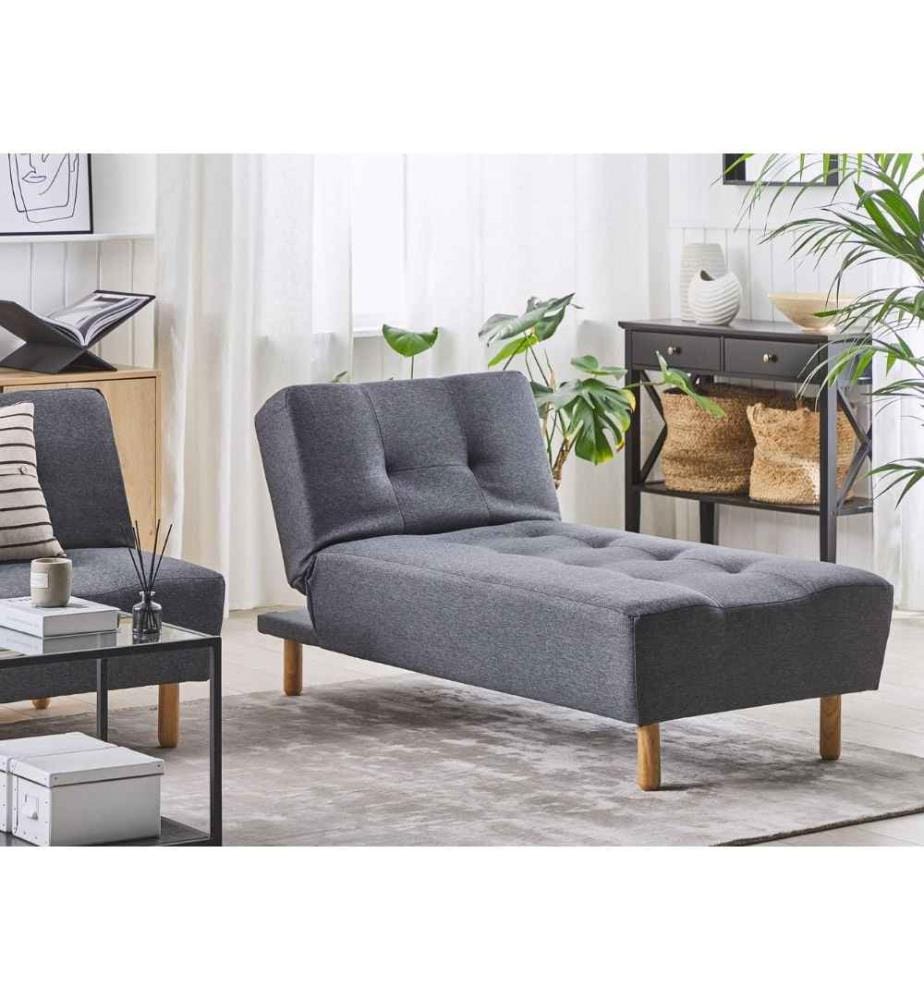 Chaiselongue ALSTEN Stoff Dunkelgrau