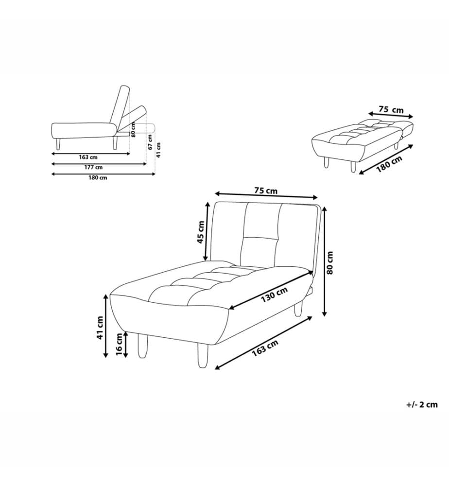 Chaiselongue ALSTEN Stoff Dunkelgrau