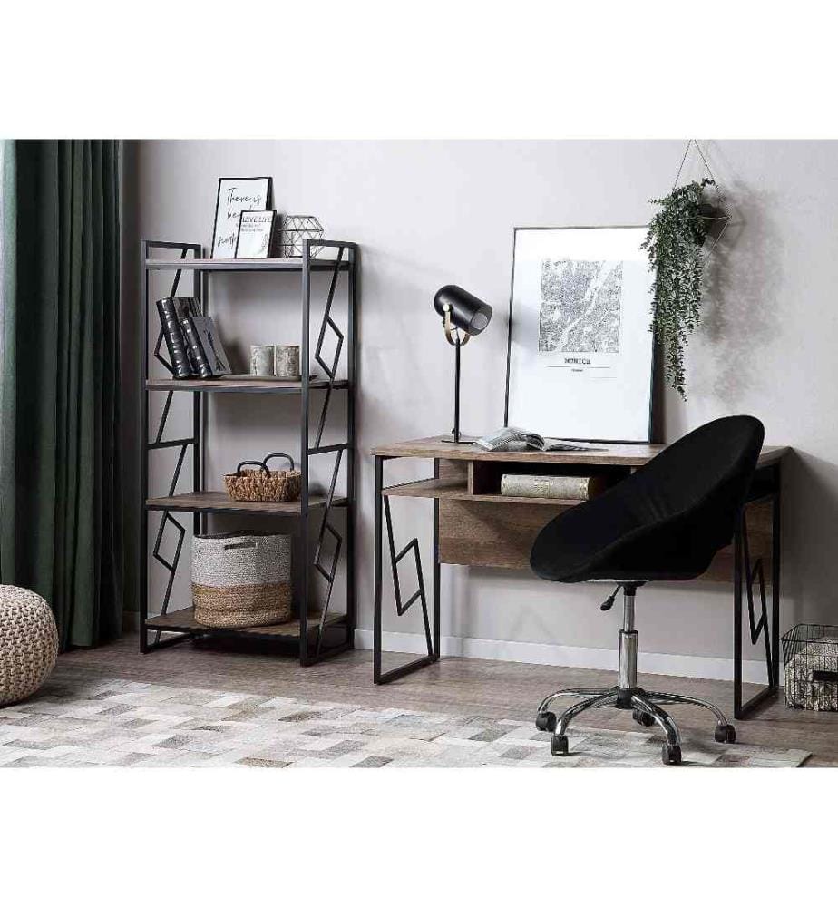 Libreria a 4 ripiani FORRES 143 cm Marrone/Nero