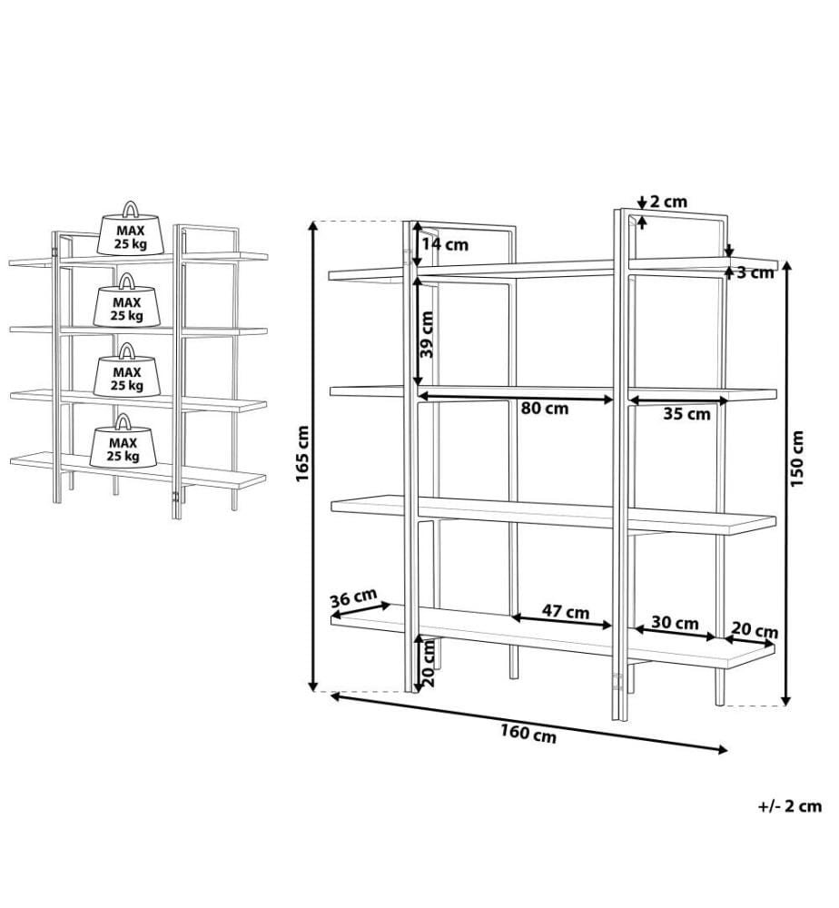 4 Tier Shelving Unit COMPTON 165 cm Dark Brown