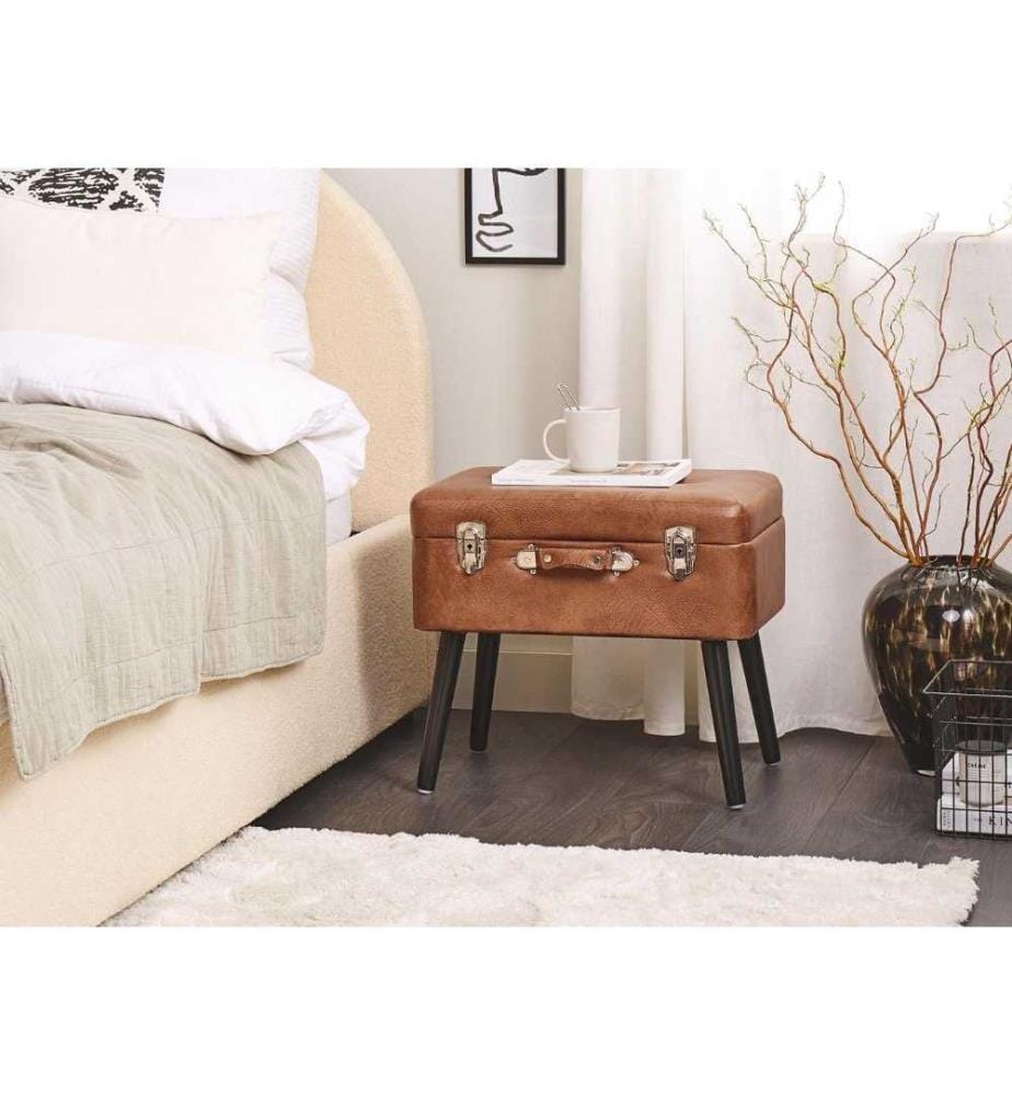 Tabouret de rangement MALLARD Cuir PU Marron doré