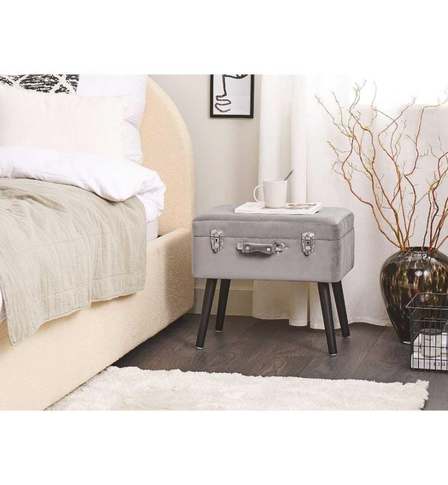 Tabouret de rangement MALLARD Velours Gris