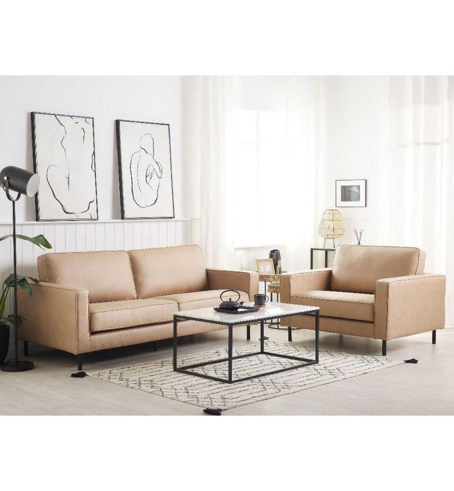 Set da salotto 4 posti SAVALEN Pelle sintetica Beige