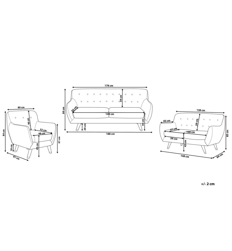 Set da salotto 6 posti BODO Velluto Grigio