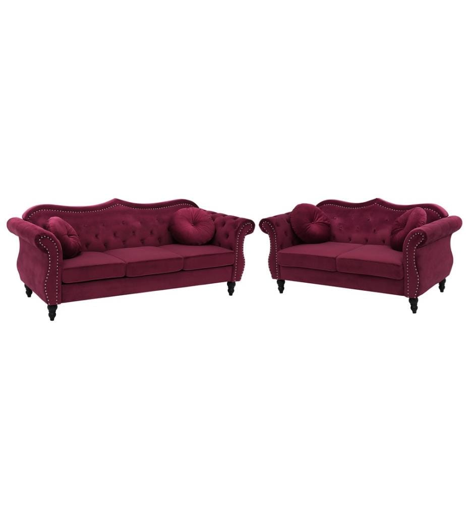 Set da salotto 5 posti SKIEN Velluto Rosso scuro