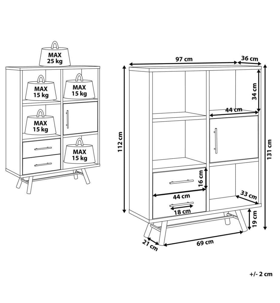 Scaffale ATLANTA 131 cm Marrone