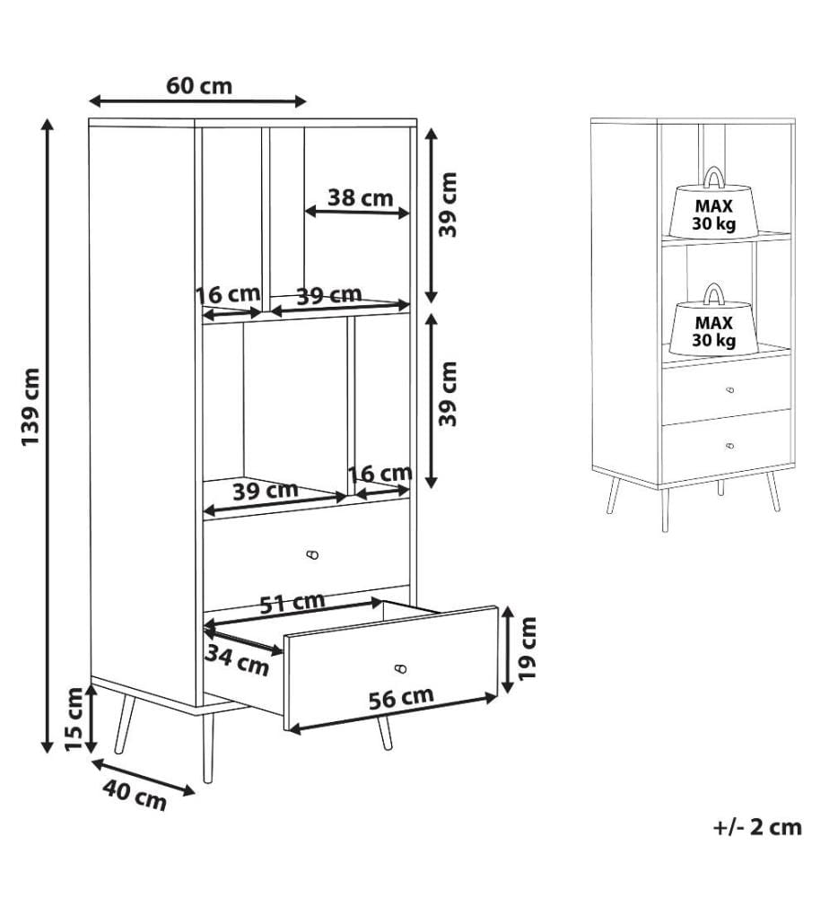 Regal RICHMOND 139 cm Dunkle Walnuss