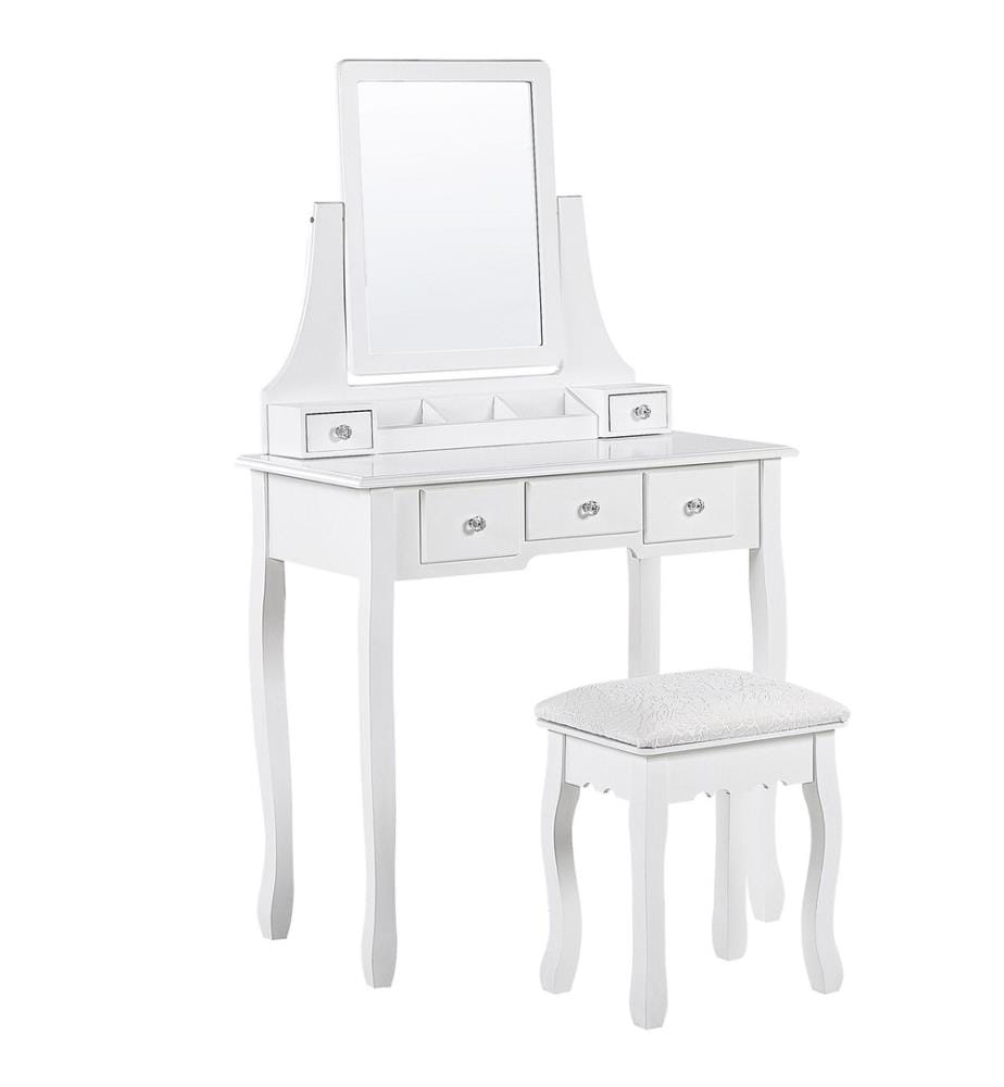 Coiffeuse avec miroir et tabouret RAYON Blanc