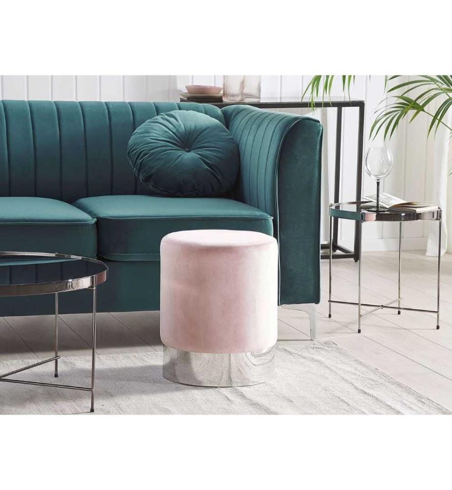 Pouf BRIGITTE Samtstoff Pastellrosa