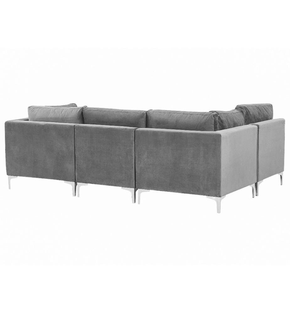 Modul Ecksofa 4-Sitzer EVJA Samtstoff Grau rechtsseitig