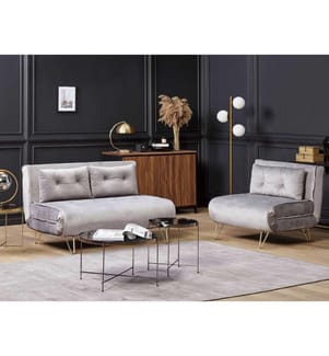 Ensemble de salon 3 places VESTFOLD Velours Gris
