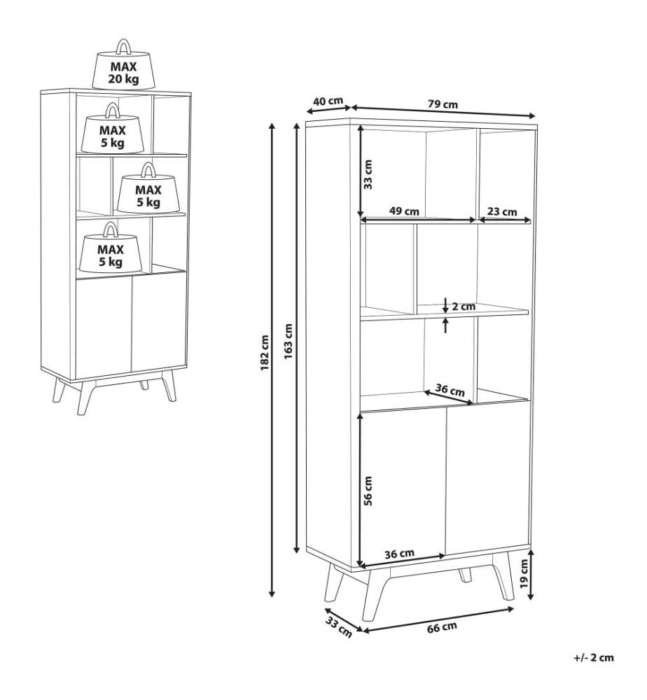 Shelving Unit COLUMBUS 182 cm Brown/ White