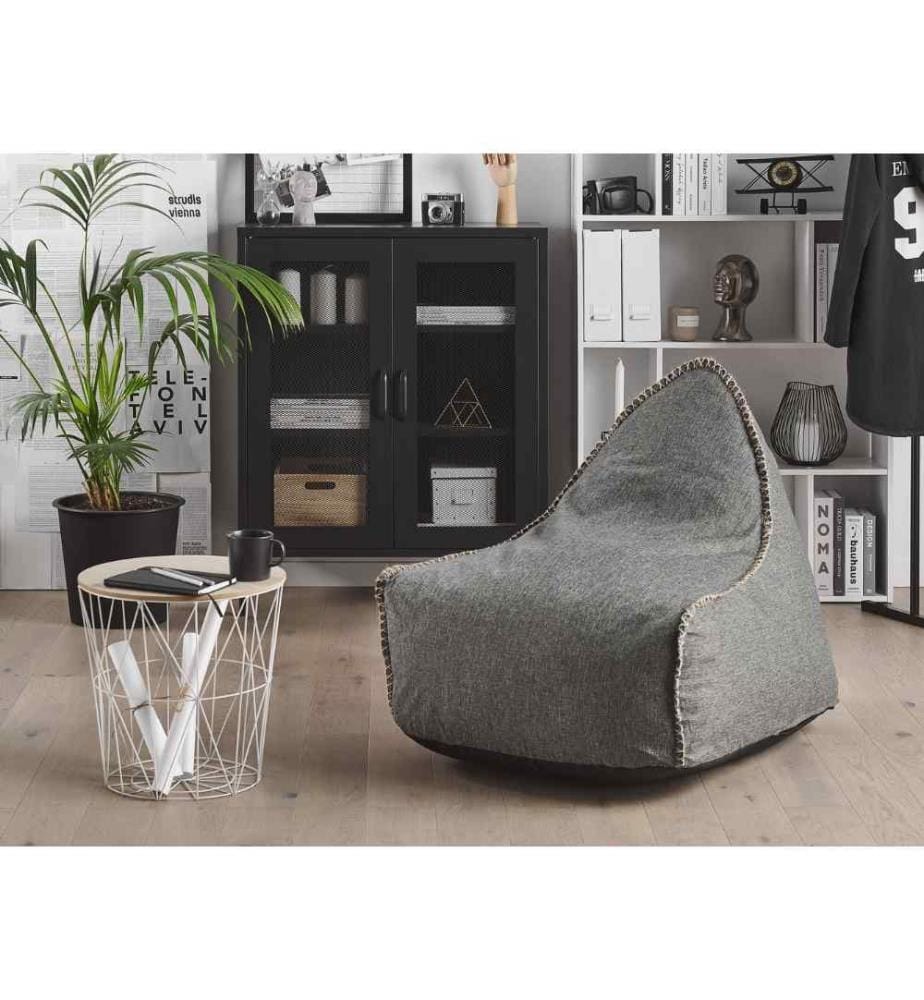 Sitzsack Grau 73 x 75 cm Tropf Design Komfortable Sitzfläche antiallergische Füllung Leicht