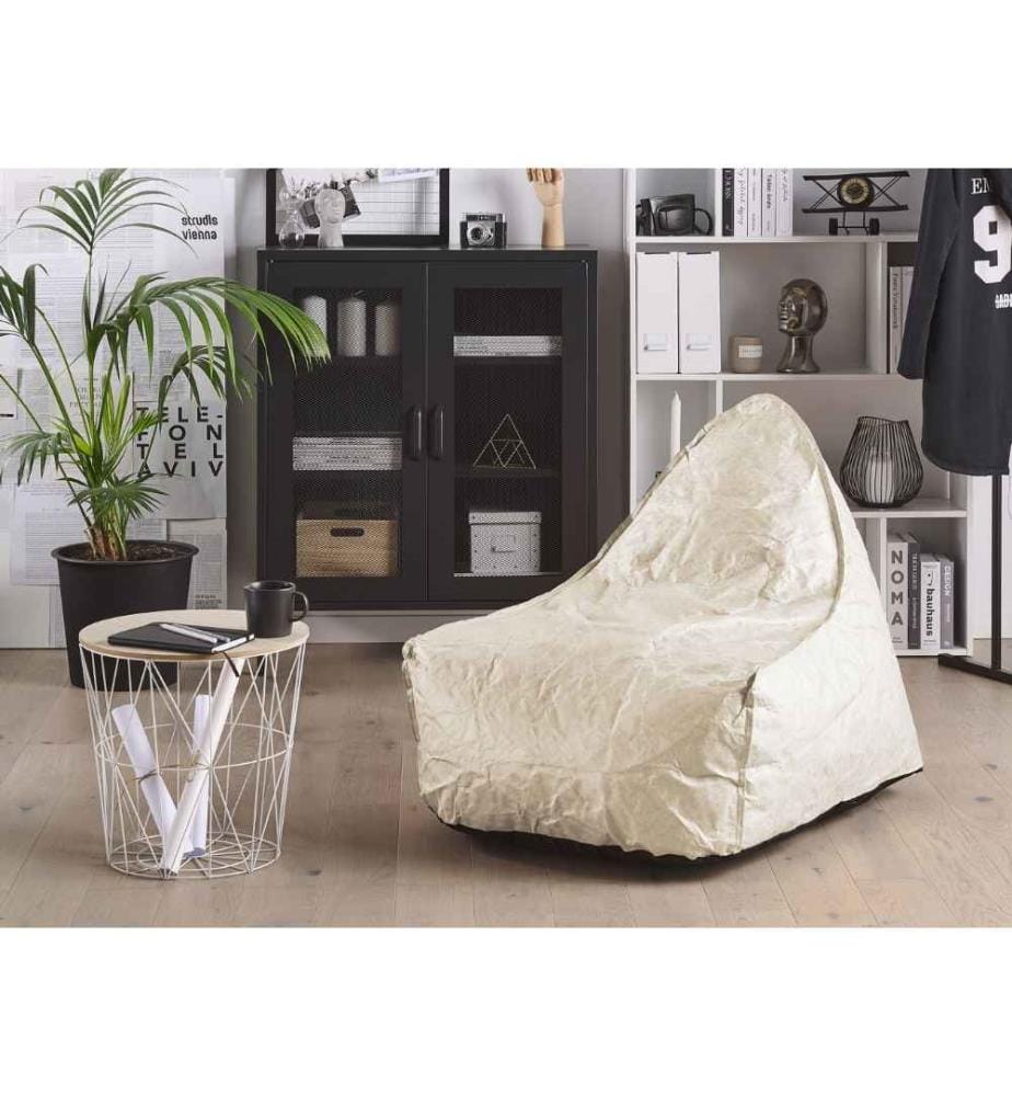 Pouf Drop Beige Confortable pour Salon ou Chambre de Tous Styles