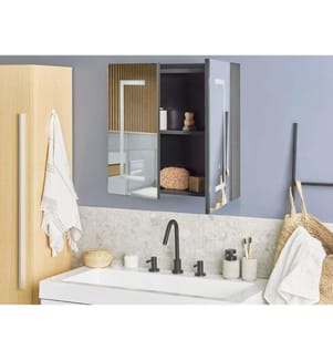 Armadio a muro per specchio da bagno LED MAZARREDO 60 cm 60 cm Nero