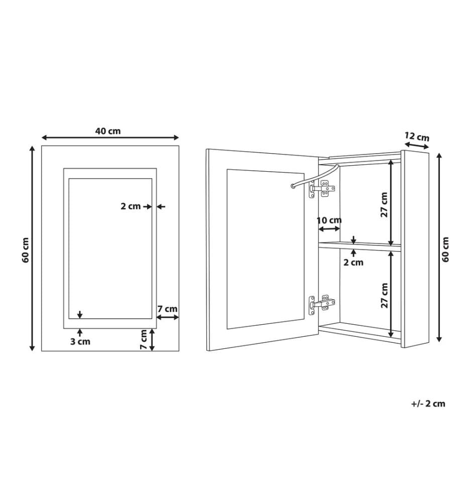 Bad-Spiegelschrank LED MALASPINA 40 cm 60 cm Schwarz