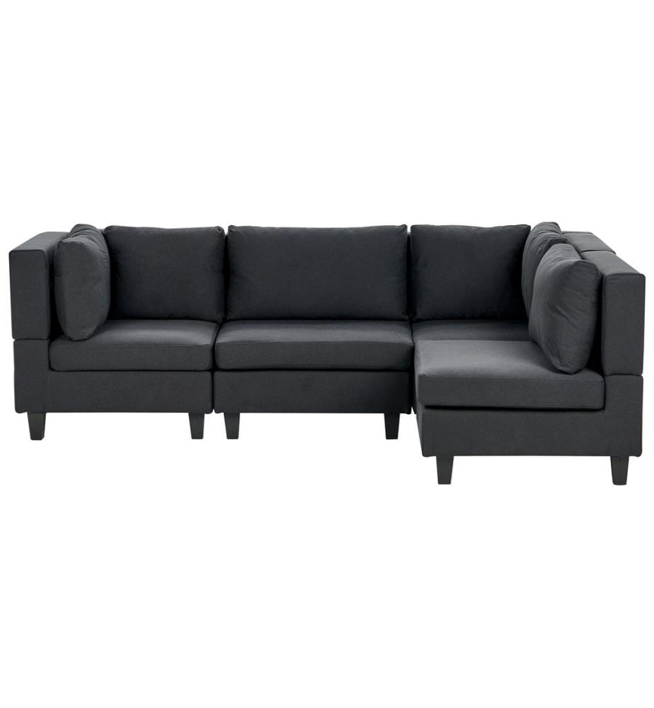 Canapé d'angle modulable 4 places UNSTAD Tissu Noir Côté gauche