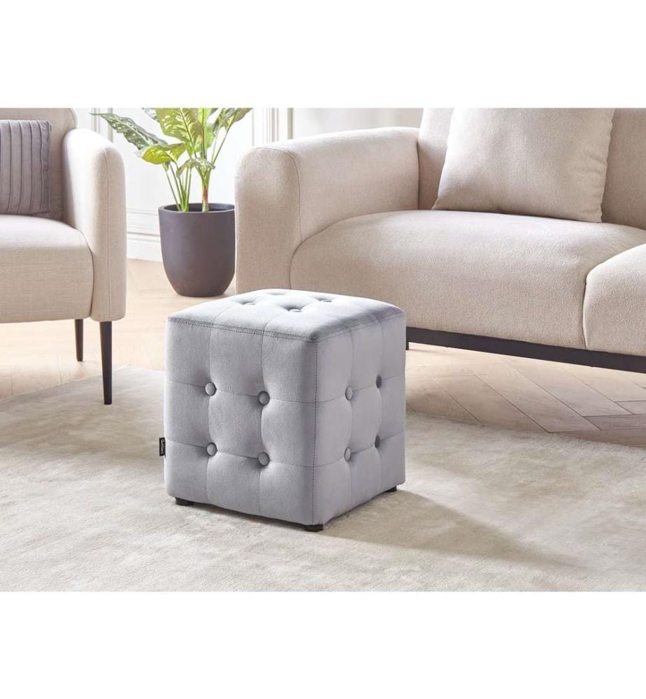 Pouf WISCONSIN Samtstoff Grau